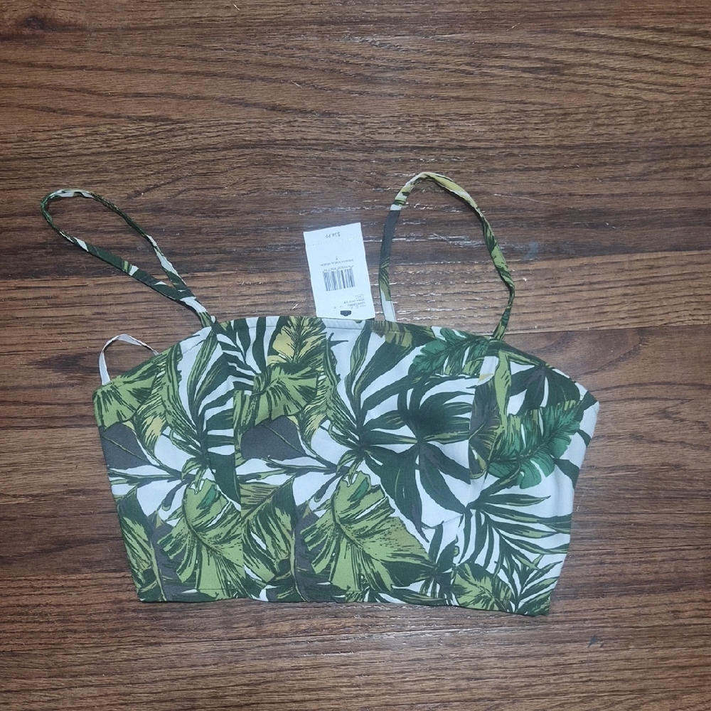 Tropical Leaf Print Crop Top